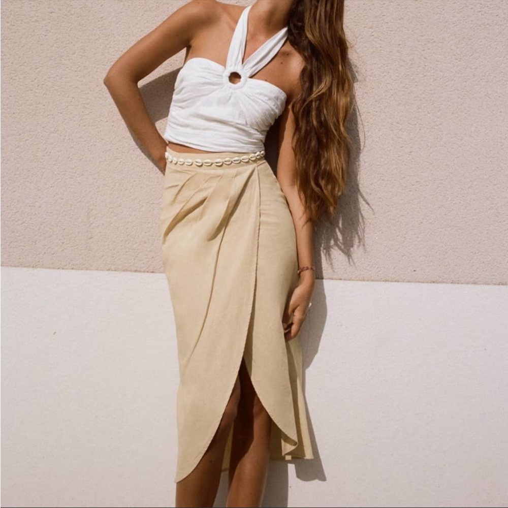 Zara Sea Shell MIDI Skirt XL NWT